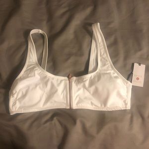 White Zipper Bralette suit top